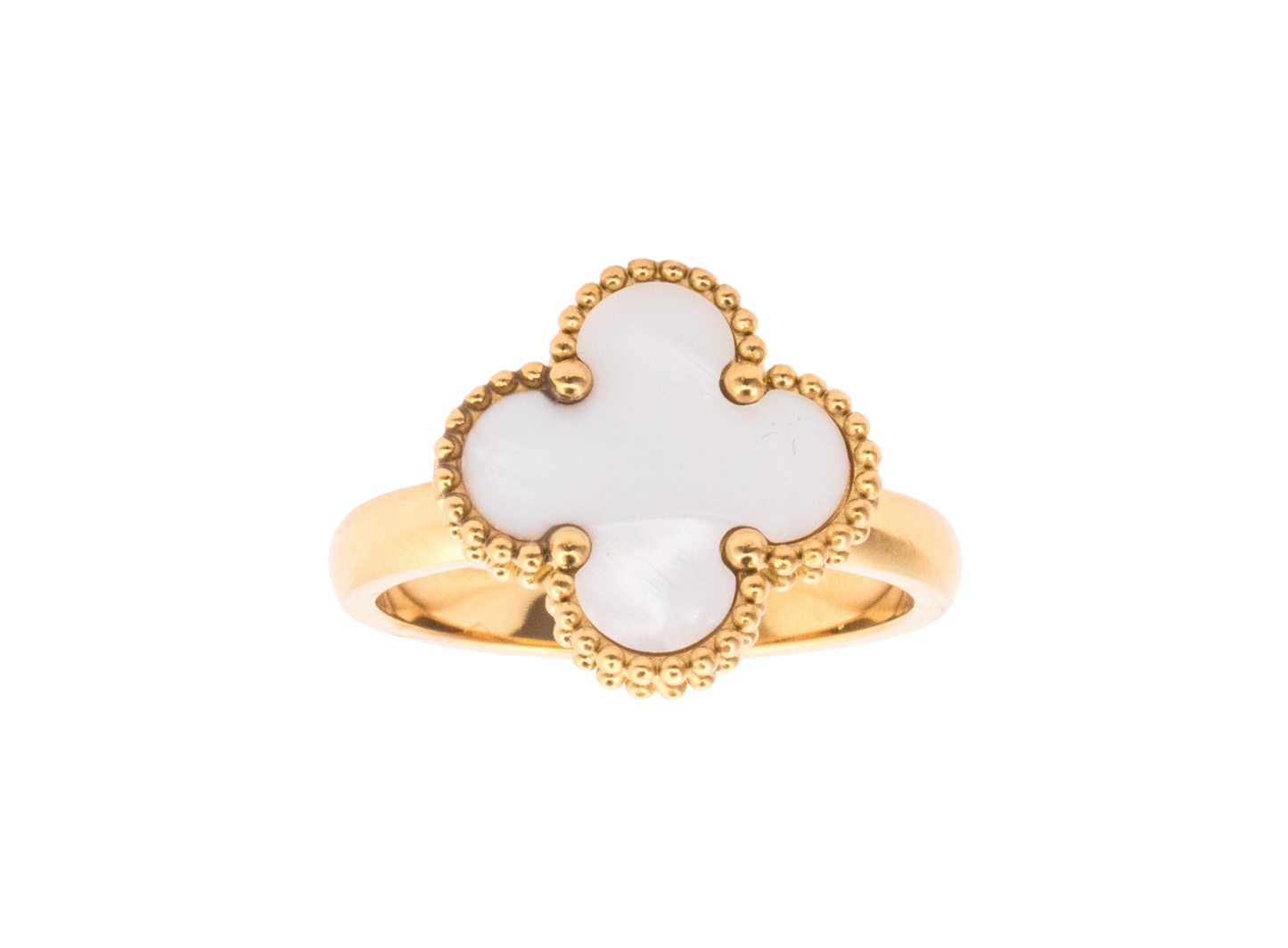 Four Leaf Clover Ring (Pearl White)