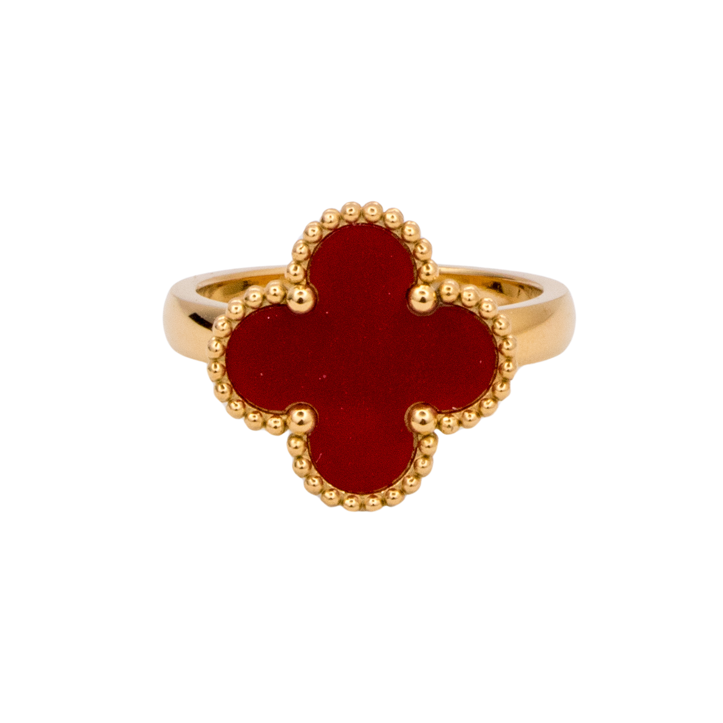 Four Leaf Clover Ring (Burgundy Red)