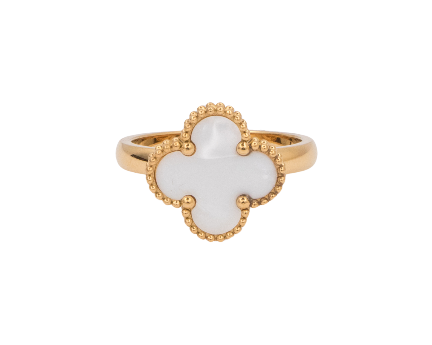 Four Leaf Clover Ring (Pearl White)