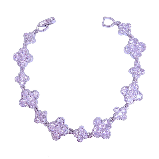 Iced Out Clover Bracelet (Gold or Silver)