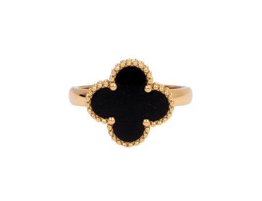 Four Leaf Clover Ring (Onyx Black)