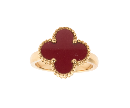 Four Leaf Clover Ring (Burgundy Red)