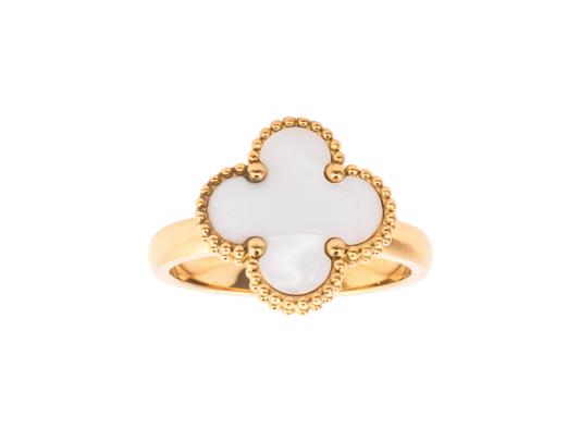 Four Leaf Clover Ring (Pearl White)