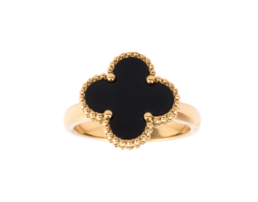 Four Leaf Clover Ring (Onyx Black)