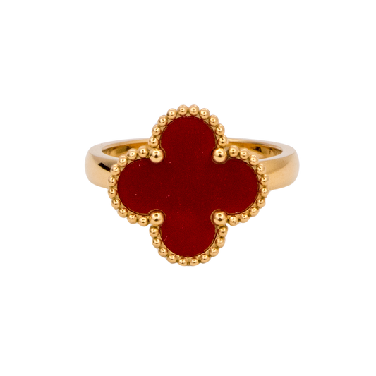 Four Leaf Clover Ring (Burgundy Red)