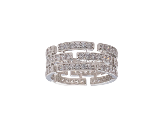 White Gold Alternate Stack Ring