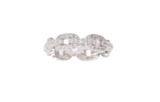 Love Lock Chain White Gold Ring