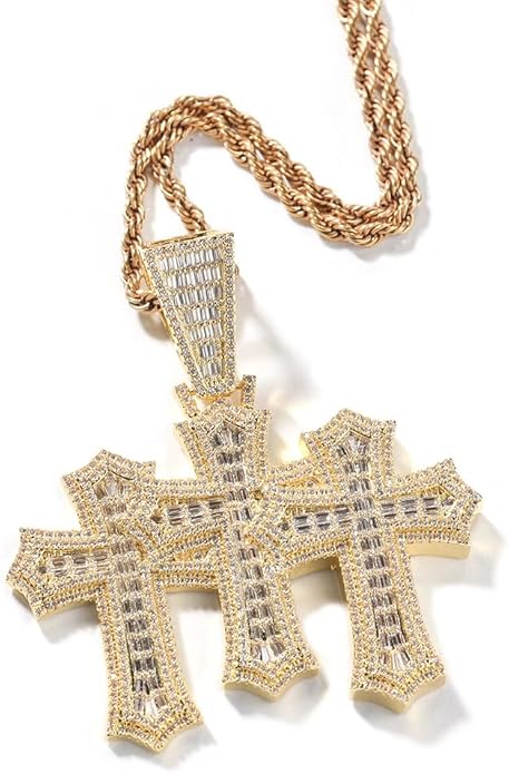 Iced Out Triple Cross Pendant