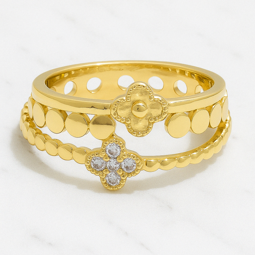 3-Piece Clover Ring Stack (Gold)