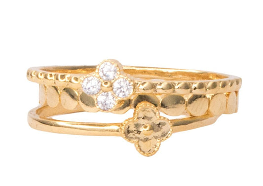 3-Piece Clover Ring Stack (Gold)