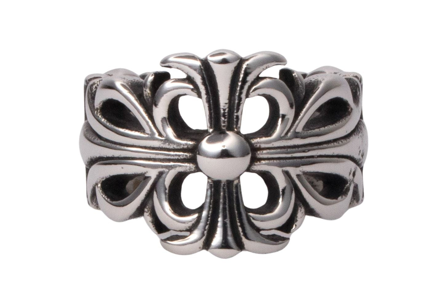 Chrome Open Cross Ring (Silver)