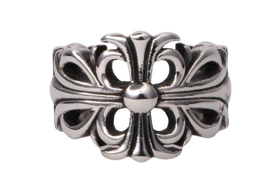 Chrome Open Cross Ring (Silver)