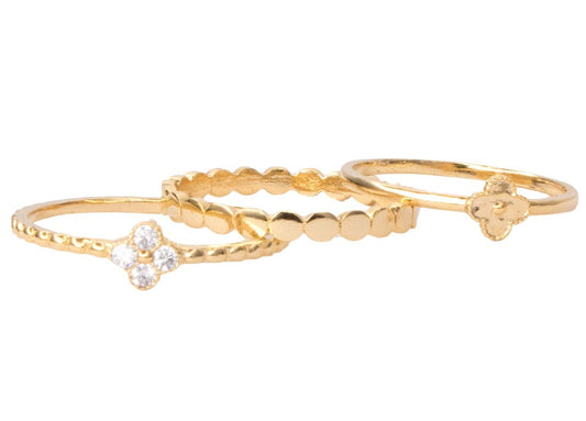 3-Piece Clover Ring Stack (Gold)